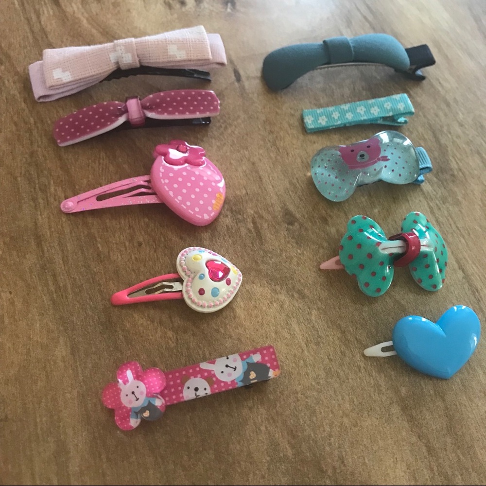 Assorted Hair Clips Pink & Blue/Teal